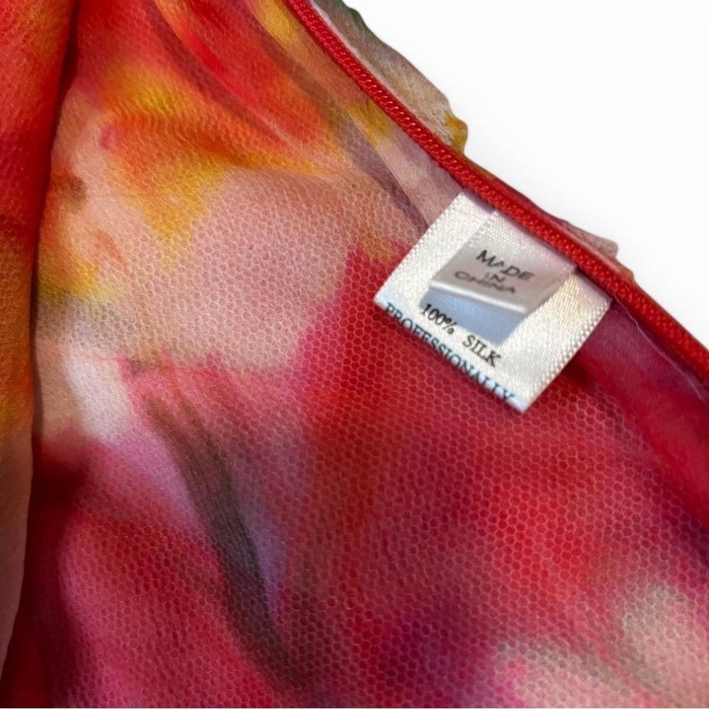 Kaufman Franco Silk Tank Top Size 10 Ruched Sheer Tie Dye Festival Fairycore - Picture 7 of 7